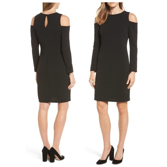 Halogen Dresses & Skirts - Halogen Knit Cold Shoulder Dress Black